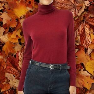 NWOT J. Crew Factory ‘Machine-Washable Merino Wool-Blend Turtleneck’ in Burgundy